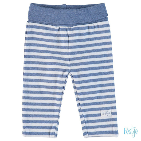 Feetje broek - stripe Blue melange