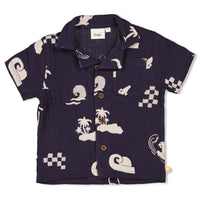 Feetje Blouse mousseline AOP - Lagoon Legends Indigo
