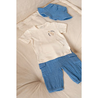 Feetje Zonnehoed mousseline - Sssiesta Blauw