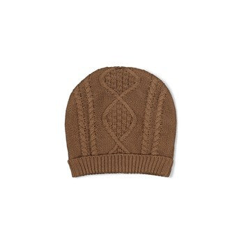 Feetje Mutsje gebreid cable-knit - The Knits Bruin
