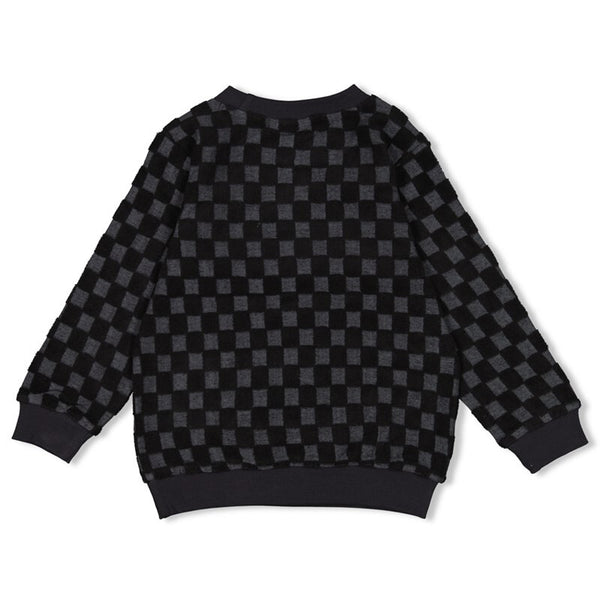 Sturdy Sweater ruit badstof - Couch Club Antraciet