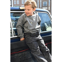 Sturdy Sweater met borduursels relaxed fit - Fix It Antraciet melange