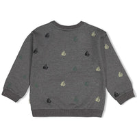 Sturdy Sweater met borduursels relaxed fit - Fix It Antraciet melange