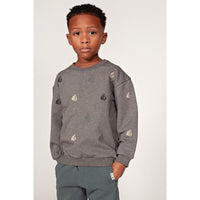 Sturdy Sweater met borduursels relaxed fit - Fix It Antraciet melange