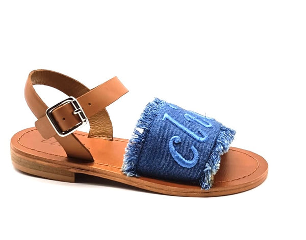 Clic sandalen Blue/cuoio