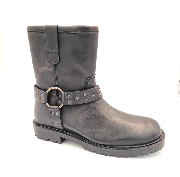Biker prefab bootee, strap-ring-side with studds