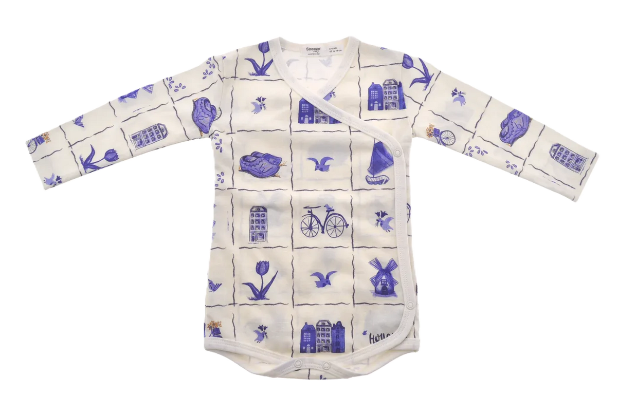 Snoozebaby romper Delfts blauw