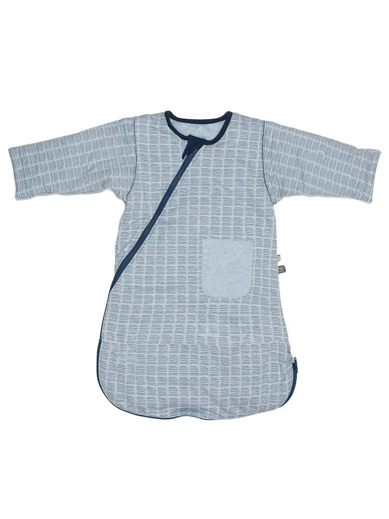 Snoozebaby sleepsuit longsleeve 3-9 winter tog 2.0 Hand stripe indigo on blue melange