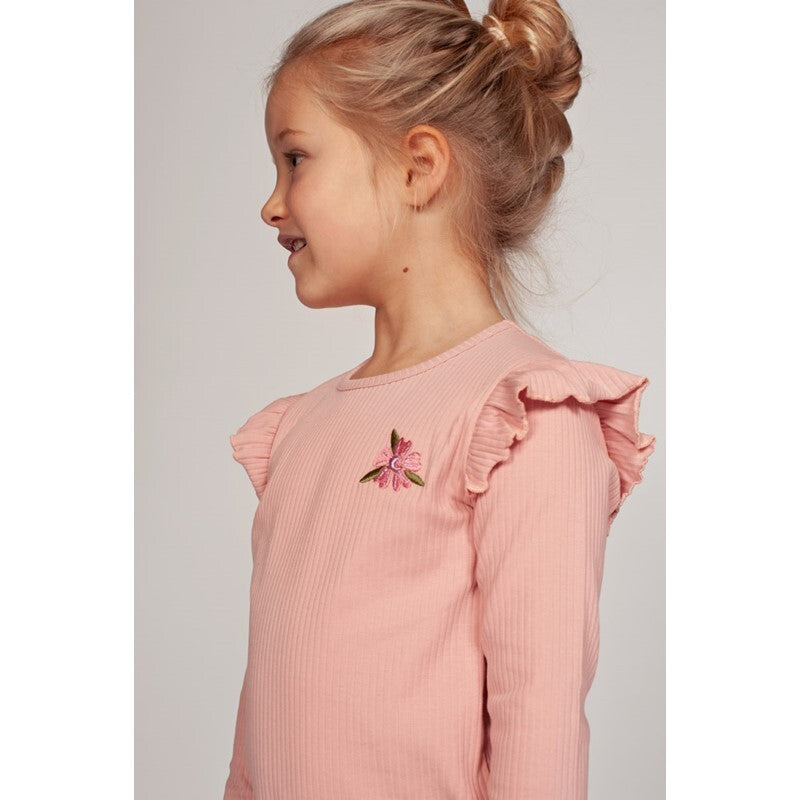 Jubel Longsleeve rib - Moon Flowers L.roze