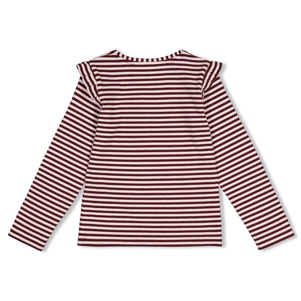 Jubel Longsleeve rib met streep - Daily Princess Bordeaux