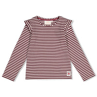 Jubel Longsleeve rib met streep - Daily Princess Bordeaux
