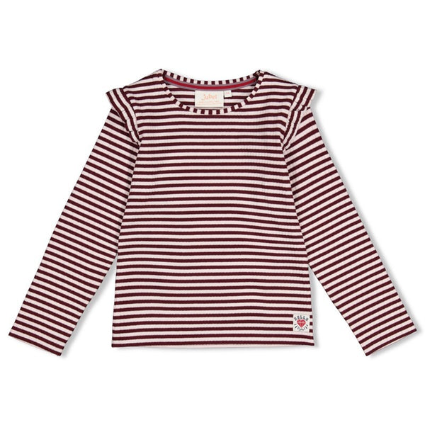 Jubel Longsleeve rib met streep - Daily Princess Bordeaux