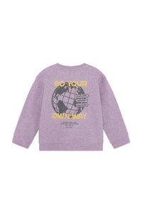 Daily7 Oversized Sweater Backprint Purple melange