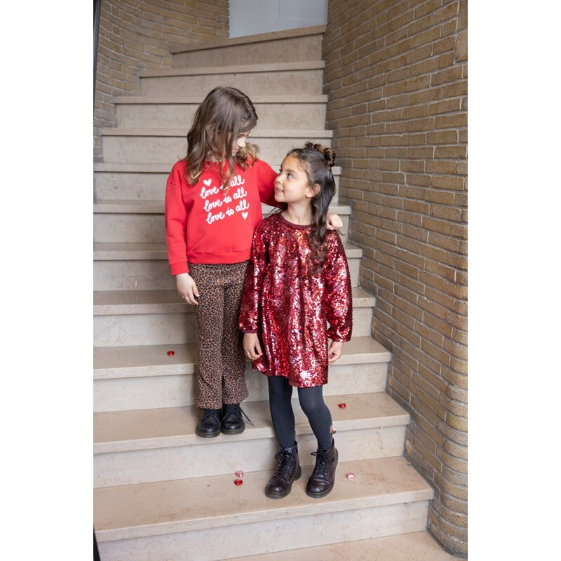 Jubel Flared broek AOP - Queen Of Hearts Bruin
