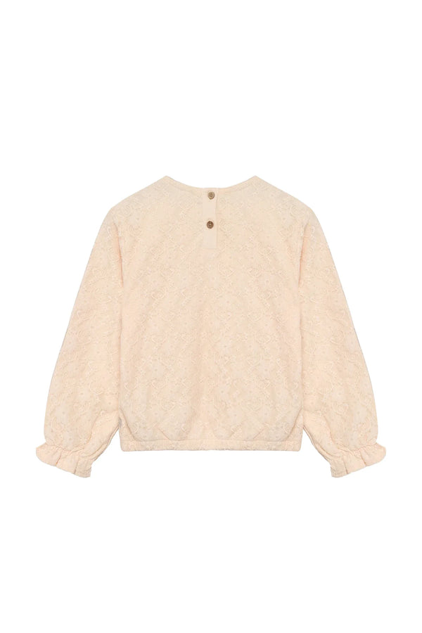 Daily7 T-shirt Longsleeve Lace Mother of pearl