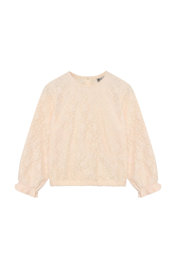 Daily7 T-shirt Longsleeve Lace Mother of pearl