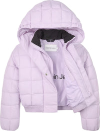 Archive grid puffer jacket