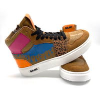Bam sneaker hoog Petrol slime/camel combi