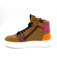 Bam sneaker hoog Petrol slime/camel combi