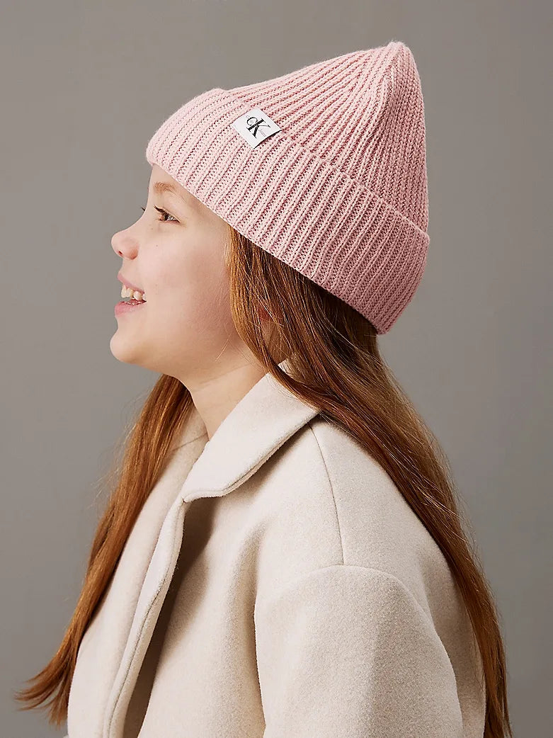 Monogram rib beanie