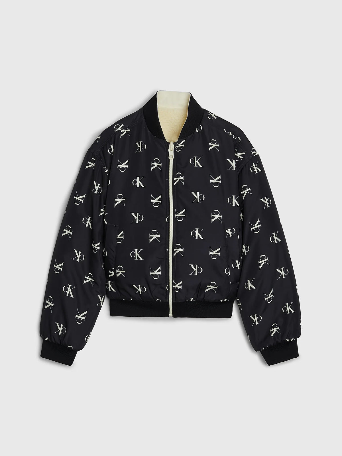 Reversible teddy aop bomber