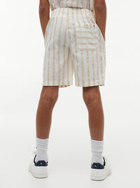Relaxed linen blend stripe short