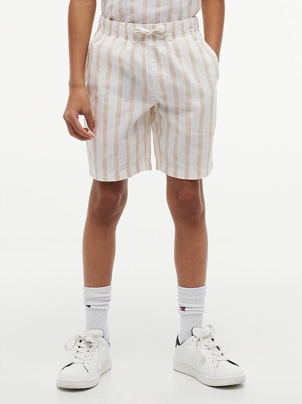 Relaxed linen blend stripe short