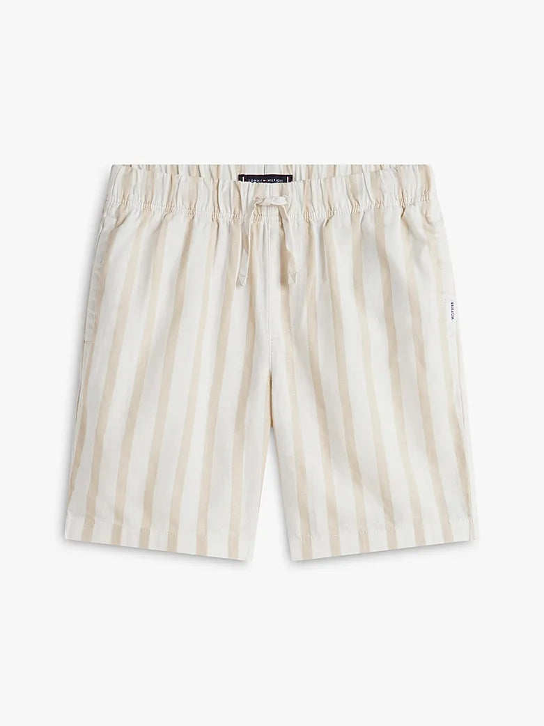 Relaxed linen blend stripe short