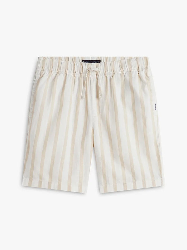 Relaxed linen blend stripe short