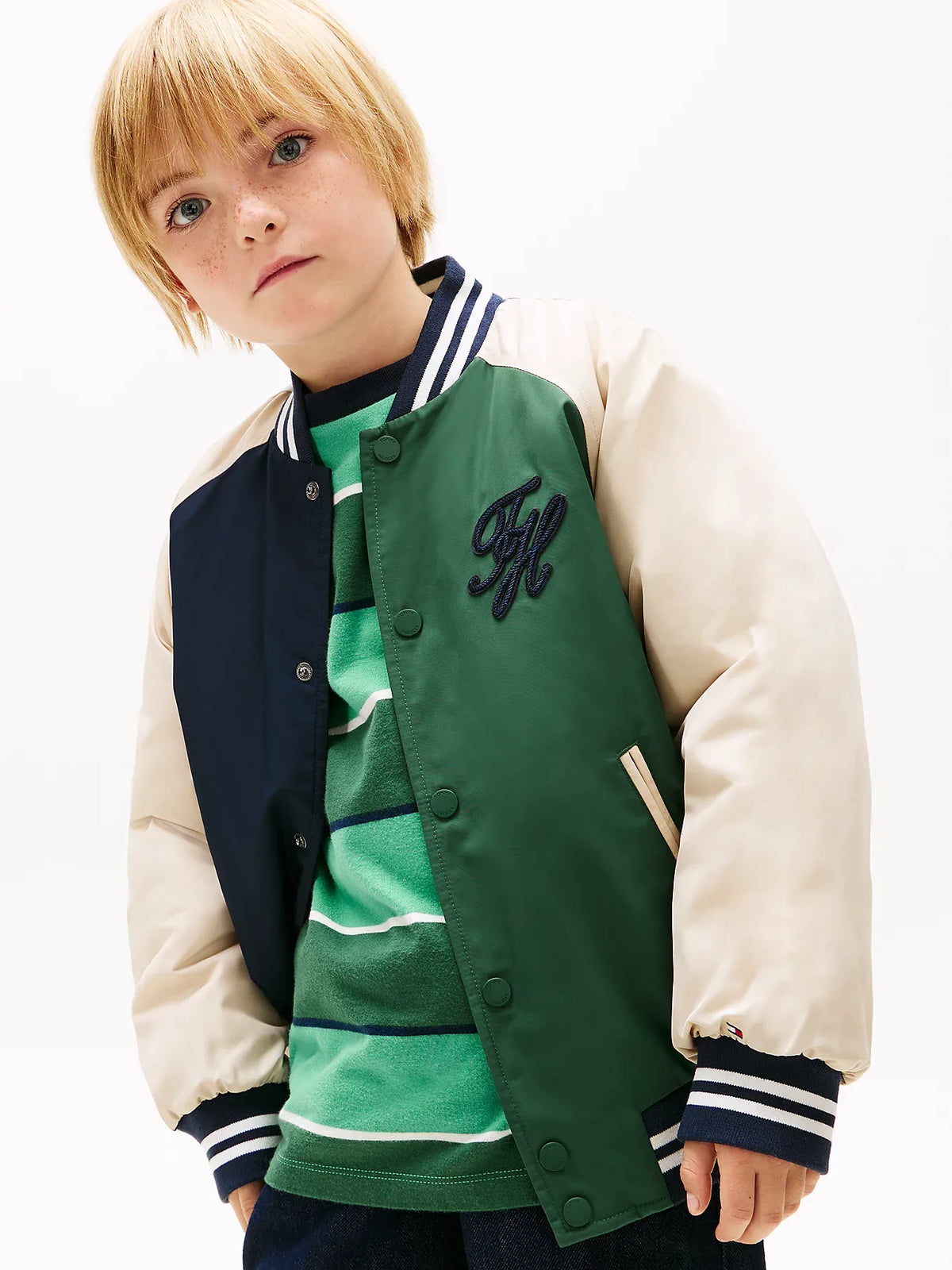 TH Script graphic bomber jacket