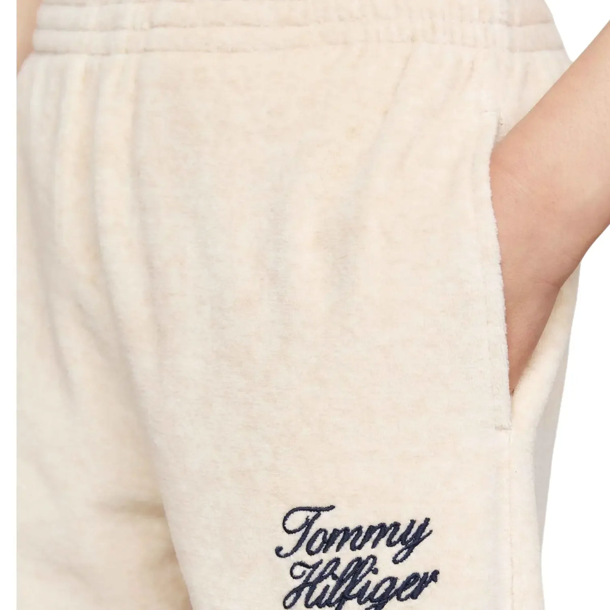 TH script velour pants