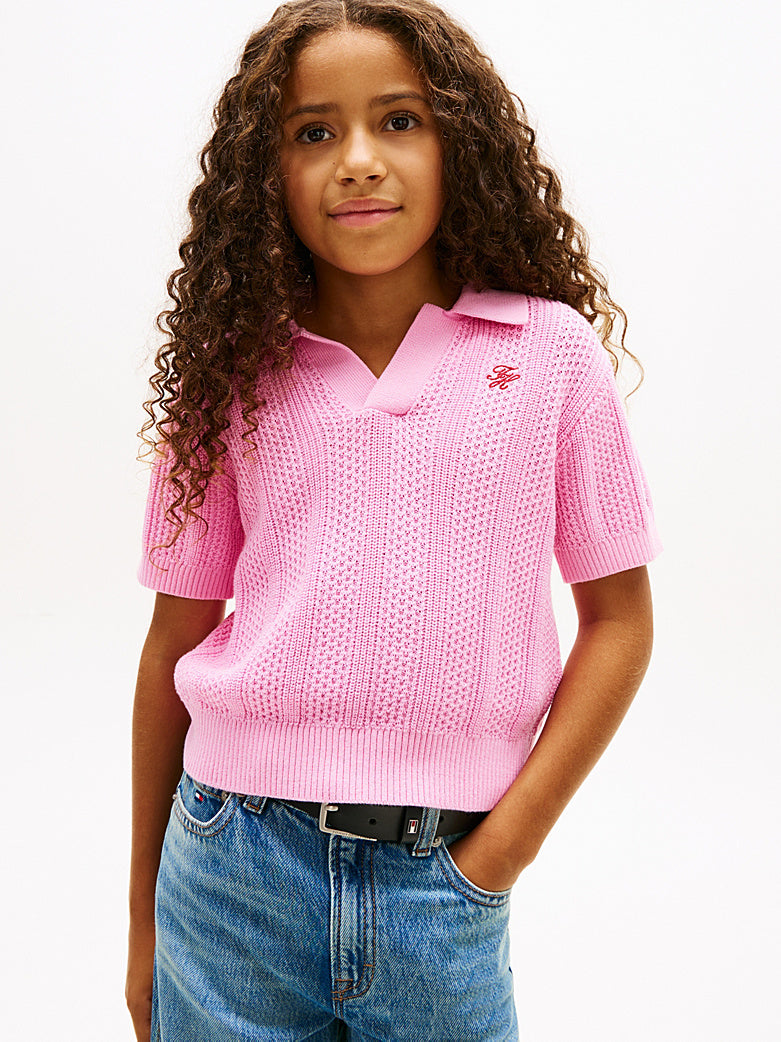 Tommy Crochet stitch top Rose petal