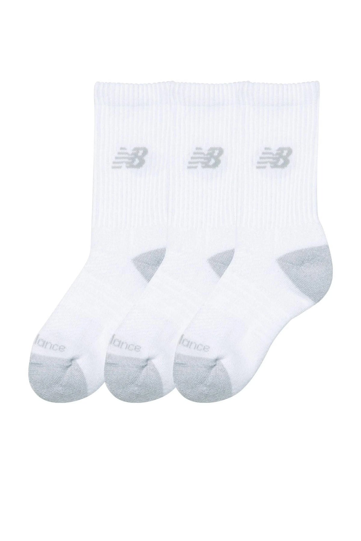 New Balance Youth Active Crew Socks 3 Pack White