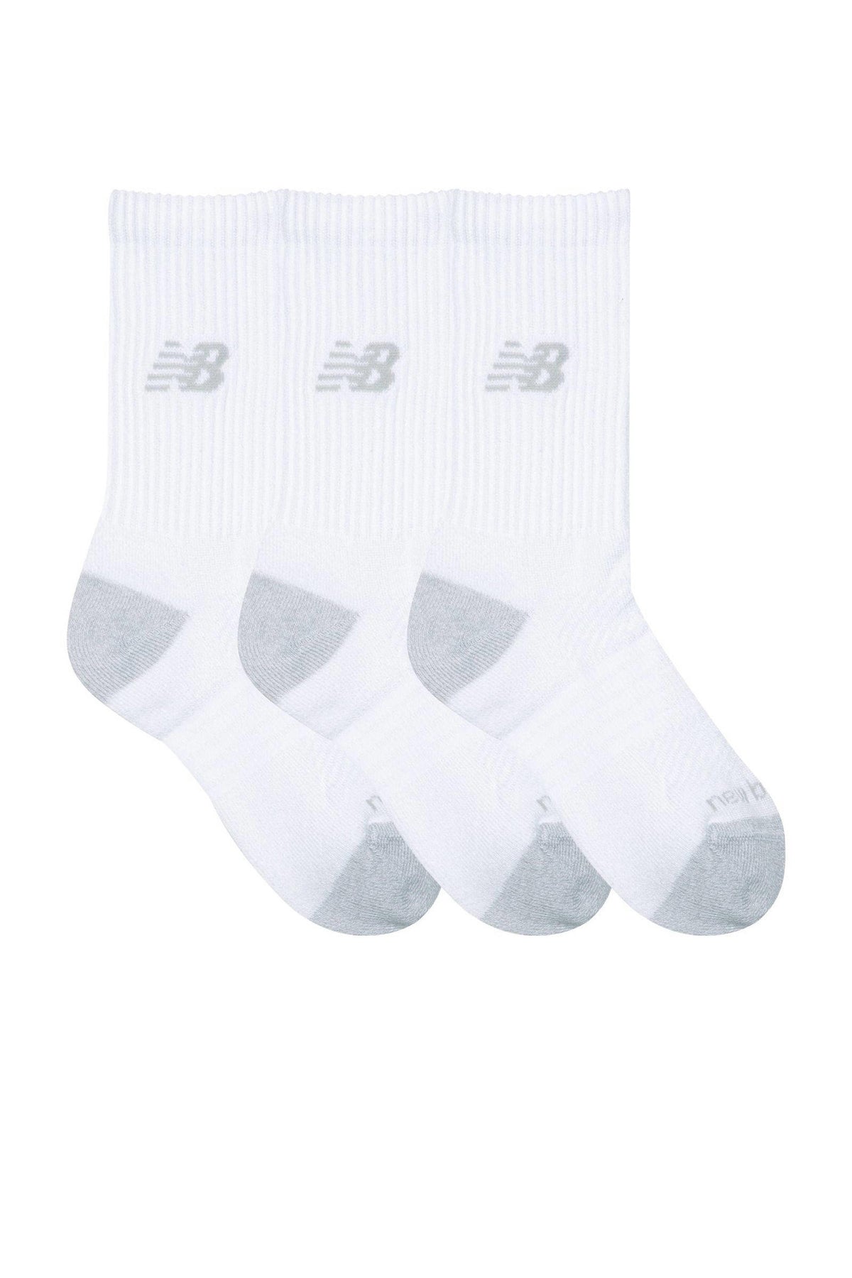 New Balance Youth Active Crew Socks 3 Pack White