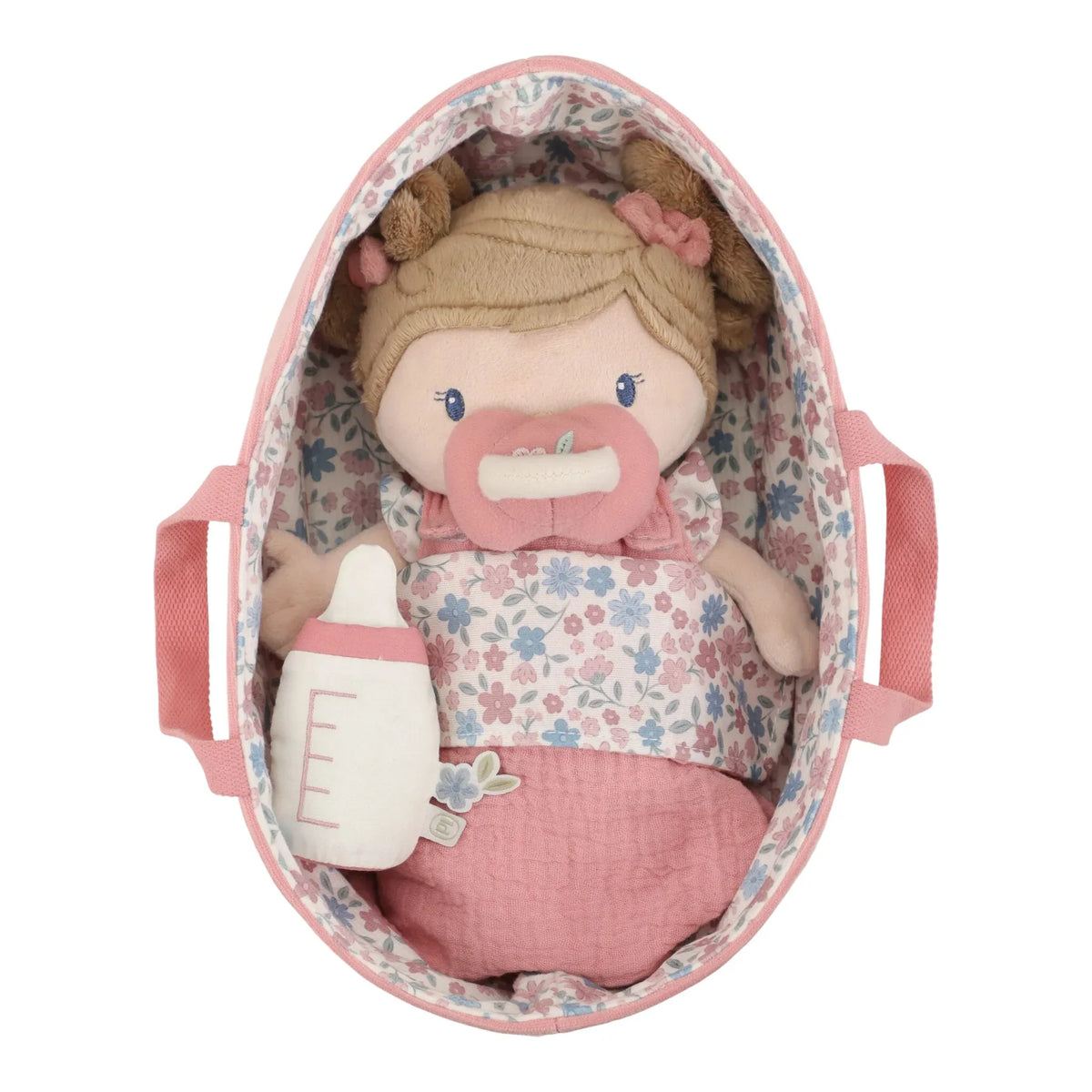 L.dutch Little Dutch Babypop in mandje Rosa GRS