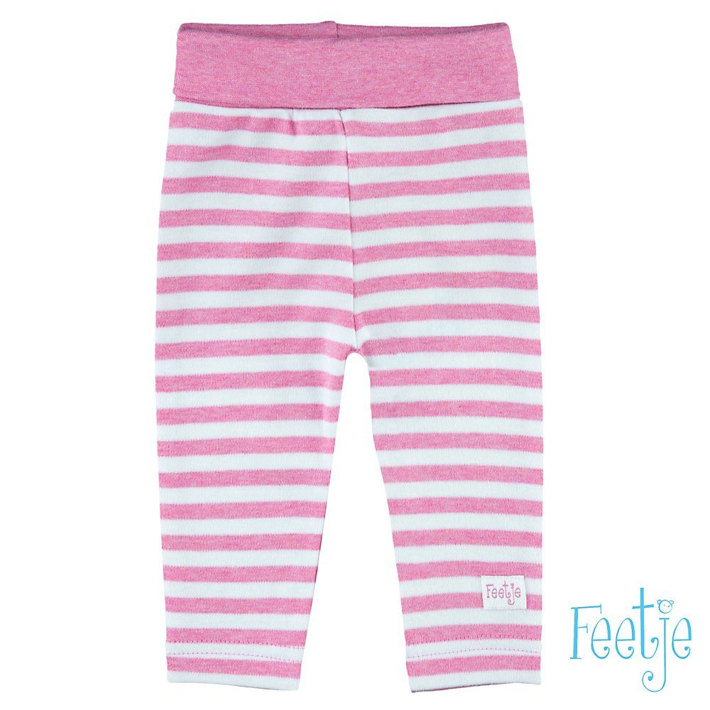 Feetje broek - stripe Roze melange