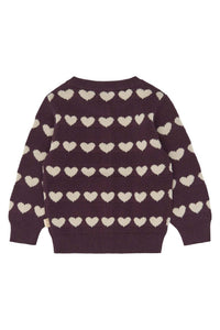 Petit Piao PPElia Knit Cardigan Huckleberry heart aop