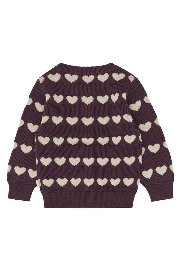 Petit Piao PPElia Knit Cardigan Huckleberry heart aop