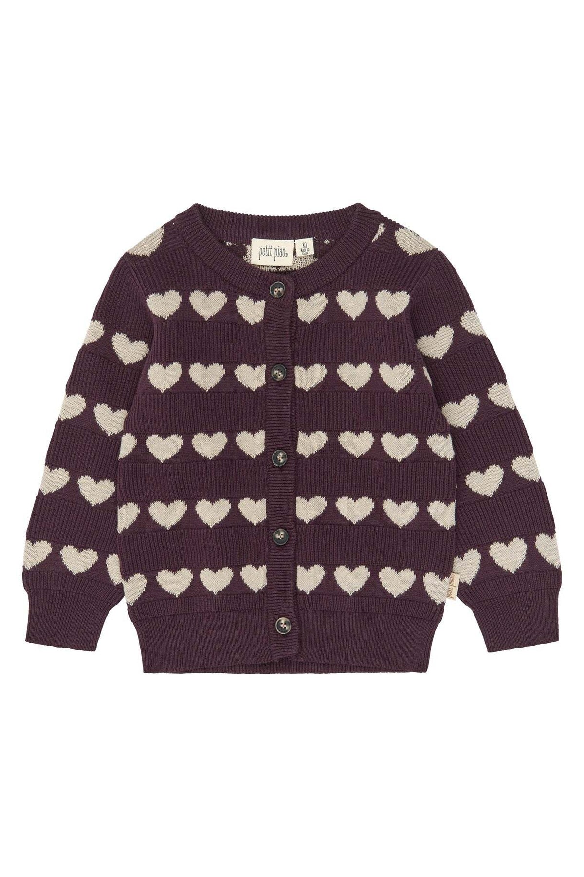 Petit Piao PPElia Knit Cardigan Huckleberry heart aop