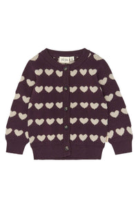 Petit Piao PPElia Knit Cardigan Huckleberry heart aop