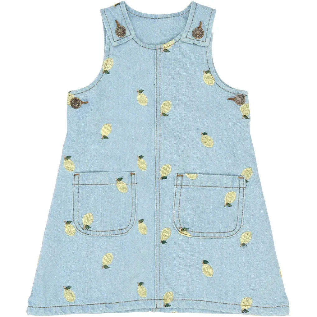 The New Siblings Saja Jeans jurkje Light blue denim emb