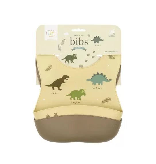 Llc Siliconen slabbetjes 2st: Dinosaurs Multi