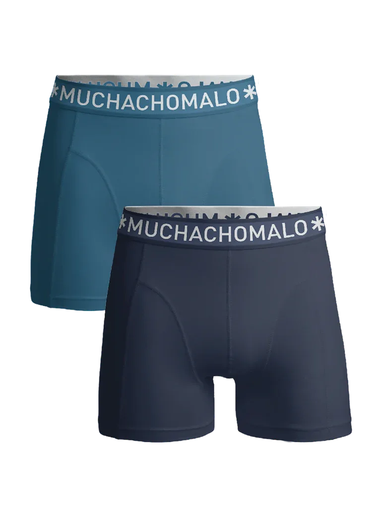 Muchachomalo Boys 2-Pack Boxer Shorts Solid Grey/blue