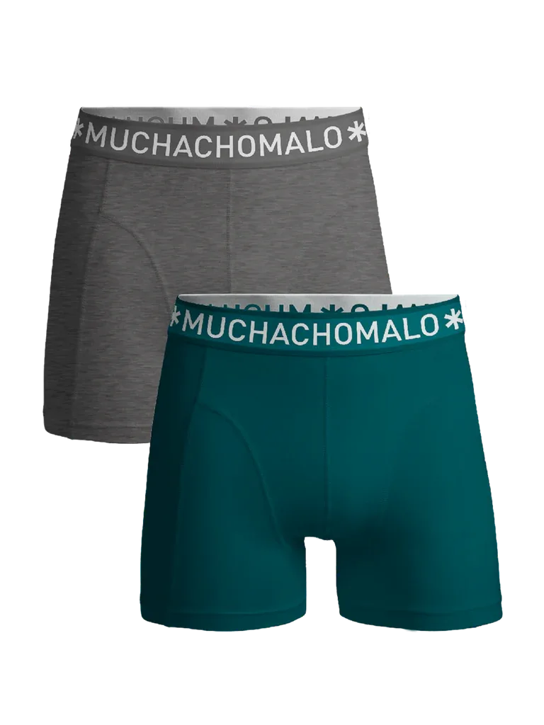 Muchachomalo Boys 2-Pack Boxer Shorts Solid Green/grey