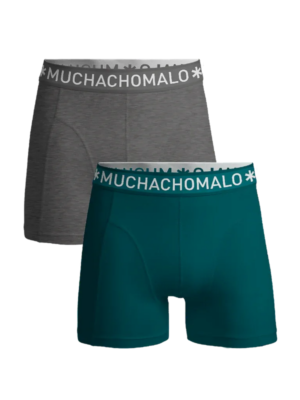 Muchachomalo Boys 2-Pack Boxer Shorts Solid Green/grey