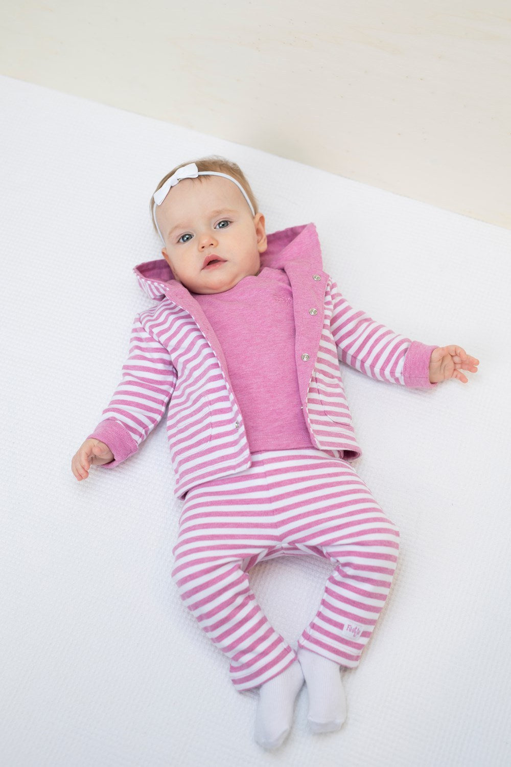 Feetje broek - stripe Roze melange