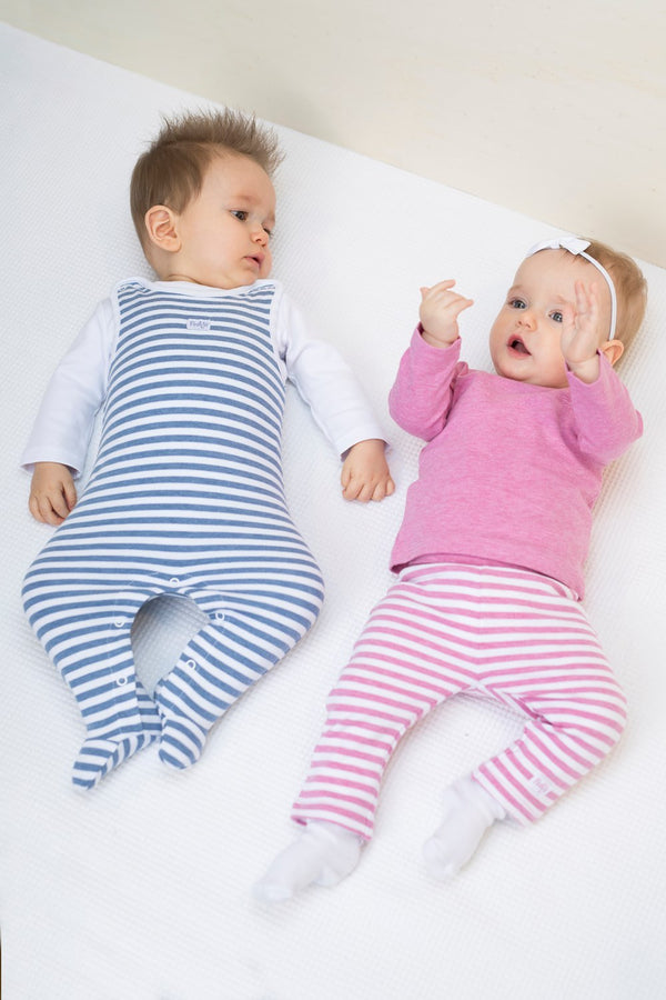 Feetje broek - stripe Blue melange