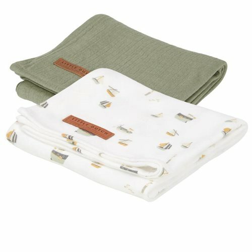 L.dutch Swaddle doek 70 x 70 - Pure Olive/ sailor