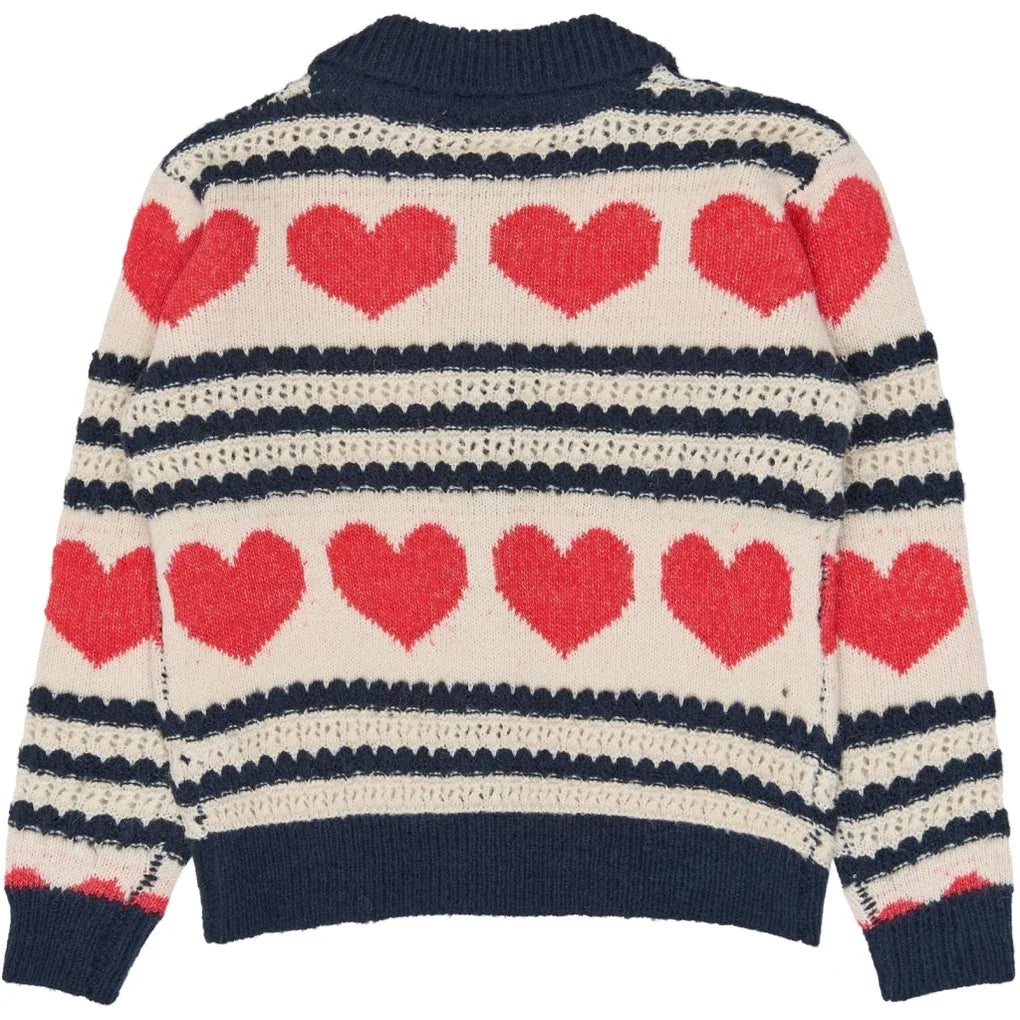 The New TNVallie Jacquard Cardigan Gardenia striped