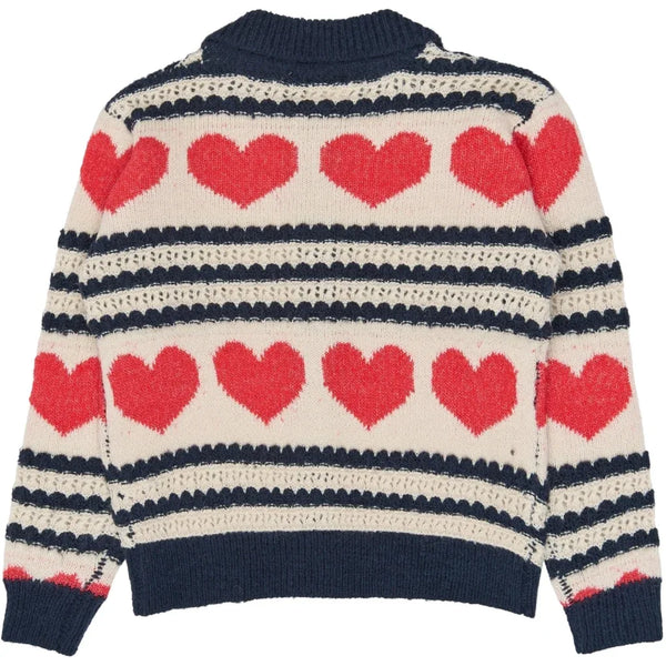 The New TNVallie Jacquard Cardigan Gardenia striped